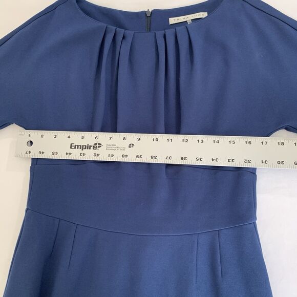 Trina Turk Dress 10 Blue Sheath 3/4 Sleeve Career Office Elegant Quiet Luxury - Picture 7 of 12